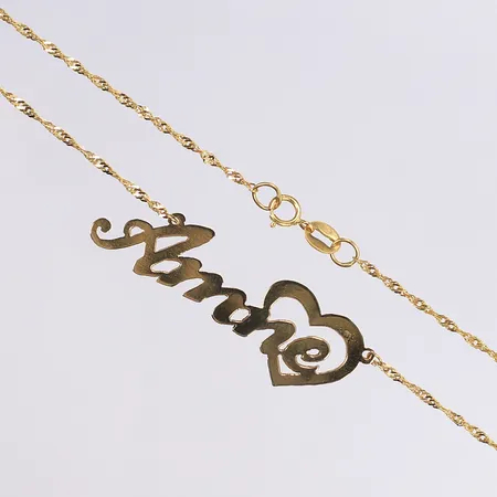 Collier namn "Anne", 43cm, bredd 1-14mm, 21K Vikt: 4,1 g