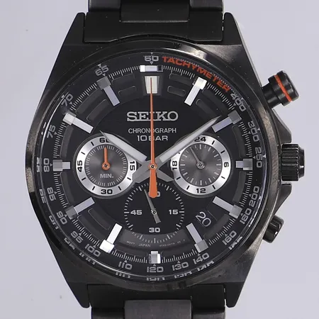 Herrur Seiko Chronograph, mechaquartz, Ø41mm, stål, ref 8T63-00T0, serienummer: 1N2087, kort länk ca 14cm ex boett, smärre bruksslitage, inga tillbehör