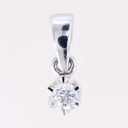 Häng med briljantslipad diamant 1 x ca 0,10ct, Kvalité W(H)/P enligt gravyr, 10x4mm, GHA, vitguld 18K.   Vikt: 0,5 g