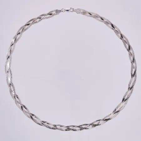 Collier, flätad, längd: ca 43,5cm, bredd: ca 6mm, GFAB, 925/1000 silver  Vikt: 12,8 g