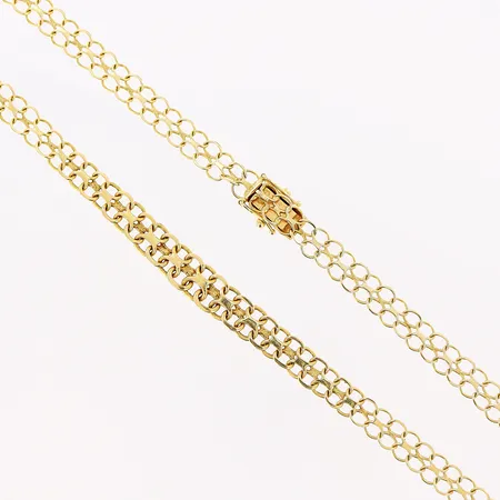 Collier doserad X-länk, 42,5cm, bredd 5,5-6,5mm, skeva länkbitar, 18K Vikt: 10,2 g