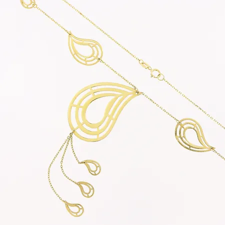 Collier, 46,5cm, bredd 0,5mm, bredd 6-12,5mm, hängande del 8,5cm, 18K Vikt: 6 g