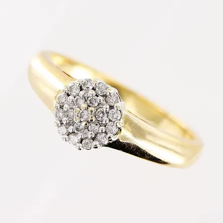 Ring, 19st diamanter, 0,20ctv, stl 18¾, bredd 2,5-7mm, Guldfynd, 18K Vikt: 4,3 g