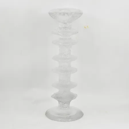 Ljusstake, Festivo, design Timo Sarpaneva, Iittala, höjd 24½ cm, Ø7½ cm, märkt T.S undertill, klarglas.