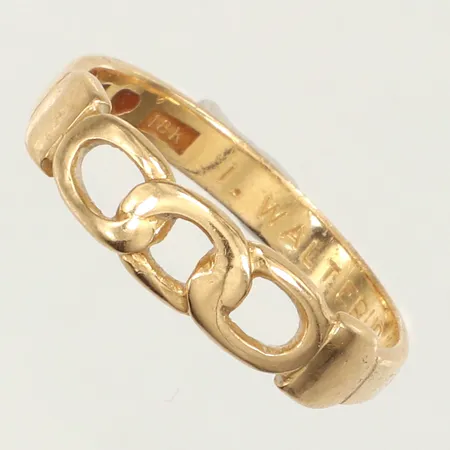 Ring, stl 19¾, bredd 3-5mm, gravyr, 18K  Vikt: 3,7 g