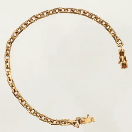 Armband Ankar, längd ca 17,5cm, bredd 3,6mm, en säkerhetsåtta saknas, 18K  Vikt: 12,8 g