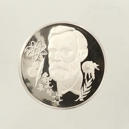 Silverplakett, Official Commemorative Issue, Honoring the Presentation of The Nobel Prizes, December 10 1975, Ø39mm, 925/1000 silver  Vikt: 20 g