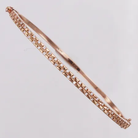 Armband, stelt, vita stenar, ca 53x59mm, roséfärgad, 18K  Vikt: 7,3 g