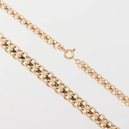 Collier X-länk, längd 45 cm, bredd 4.3-7.4 mm, 18k. Vikt: 17 g