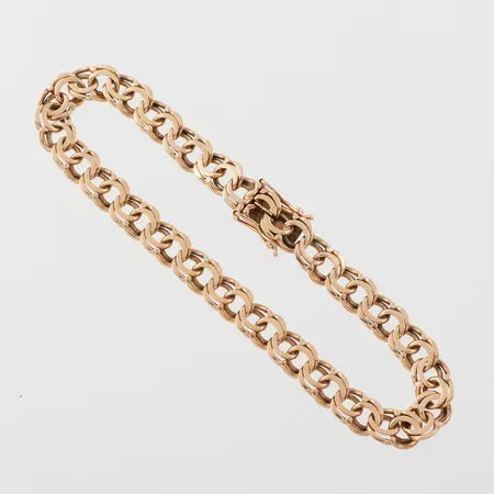 Armband Bismarck, Guldsmedsatelje Mary Kvoch Stockholm, längd 19.5 cm, bredd 6.7 mm, 18k. Vikt: 14,7 g