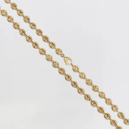 Kedja, Marinalänk, UnoAerre, ihålig, längd: 50cm, bredd: 5mm, 18K guld.  Vikt: 22,7 g