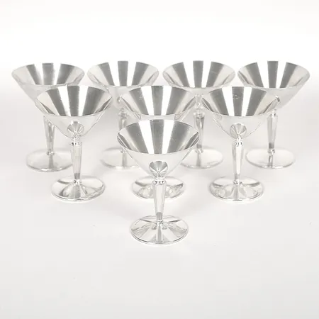 Åtta Cocktailglas, Ø73mm, höjd: 97mm, Ceson Guldvaruhus Ab, Göteborg 1967-1979, 830/1000 silver. Vikt: 431,5 g