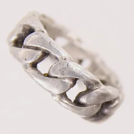 Ring Pansar, stl: 19½, bredd 8mm, silver 925/1000.  Vikt: 10,1 g