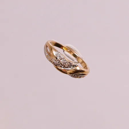 Ring, diamanter 2x ca 0,005ct, Ø17¼, bredd:6mm, 18K 2,6g.