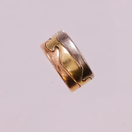 Ring Georg Jensen "Fusion", tricolore, stl:55(17,5), bredd:10mm, 18K 15,2g.