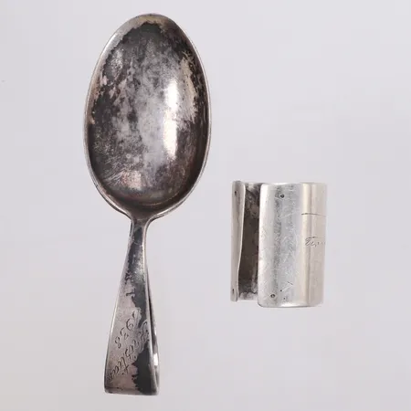 Dopsked, längd 10cm, CGH, gravyr år 1938, Bricka till käpp, gravyr, 830/1000 silver Vikt: 40,2 g