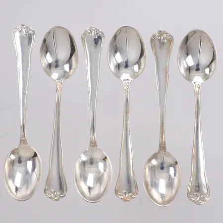 6 mockaskedar, längd 9,5cm, Mema, 830/1000 silver Vikt: 43,8 g