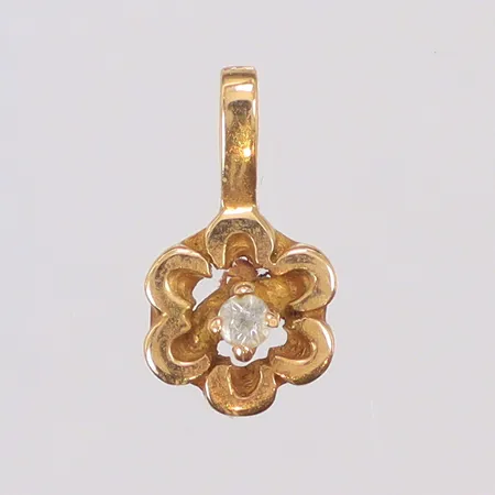 Hänge med vit sten 7x13mm 18K Vikt: 0,9 g