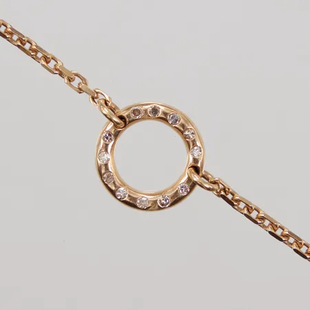 Kedja Ankar, 45cm, bredd 2-15,5mm, integrerat hänge med åttkantslipade diamanter 12xca 0,02ct, 18K  Vikt: 14 g