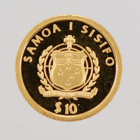 Mynt, HC Andersen, Ø13,9mm, , "1805-1875 - SAMOA I SISIFO", Garantikort, 24K,  Vikt: 1,3 g