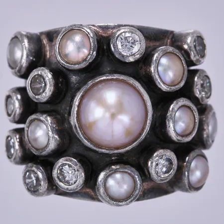 Ring med stenar, Moment 23, stl: 17, bredd: ca 9-20mm, 925/1000, silver Vikt: 15,7 g