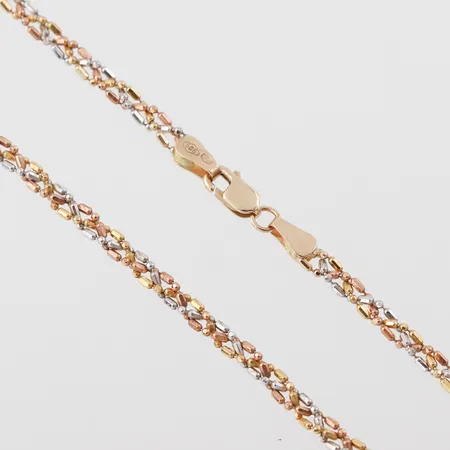 Collier röd och vitguld, längd 42 cm, bredd 2.2 mm, 14k. Vikt: 5,3 g