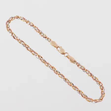 Armband röd och vitguld, längd ca 17.5 cm, bredd 2.3 mm, 14k. Vikt: 2,6 g