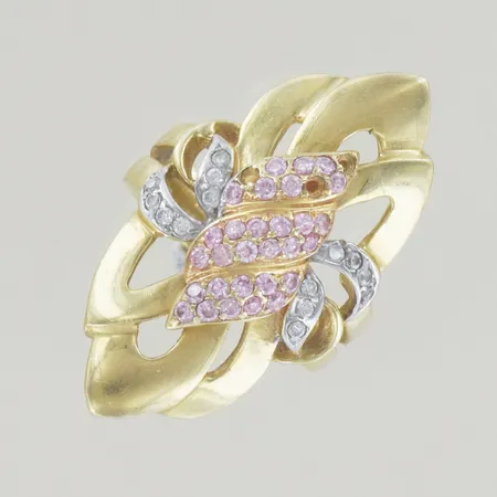 Ring med stenar, Ø 17 mm, höjd 32 mm, stenar saknas, 14K Vikt: 8,6 g