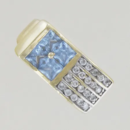 Ring med stenar, Ø 18 mm, bredd 9,6 mm, 14K Vikt: 6,4 g