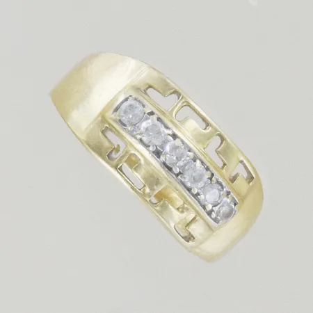 Ring med stenar, Ø 16 mm, lite ojämn skena, 14K  Vikt: 1,5 g