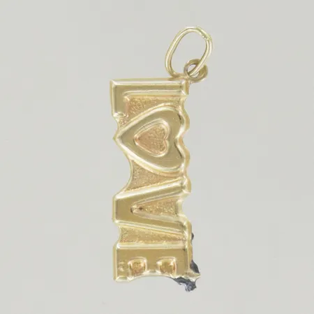 Hänge Love, längd 2,5 cm, bredd 0,9 cm, vass kant/lödd, 14K Vikt: 0,5 g