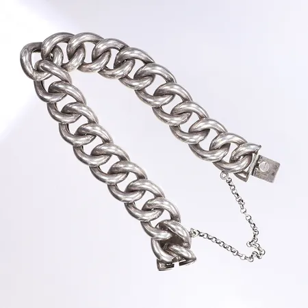 Armband pansar, ca 18cm, bredd 15mm, säkerhetskedja, ihålig, bruksslitage, silver 830/1000 Vikt: 26,3 g