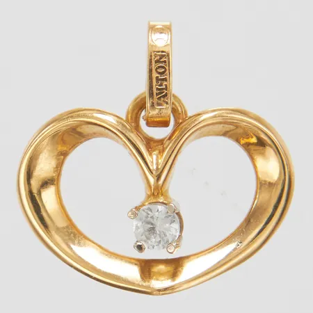 Hänge, hjärta med vit sten, 18,5x18,2mm, Alton, 18K Vikt: 2,5 g