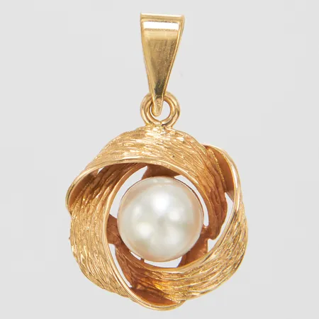 Hänge med odlad saltvattenpärla Ø7mm, 25,5x15,5mm, 18K Vikt: 3,2 g