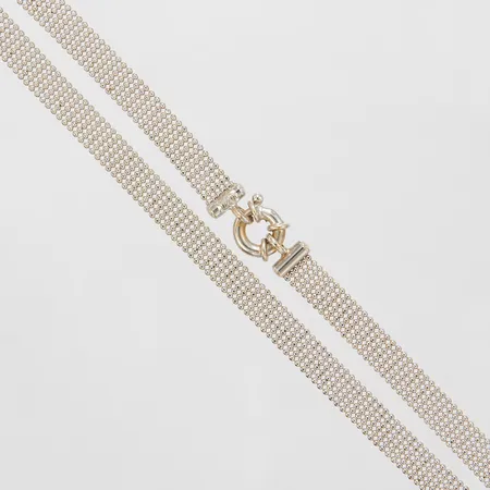 Collier, sexradig kullänk, längd:42cm, bredd:6,5mm, UnoAErre, Italien, vitguld, 18K Vikt: 15,7 g