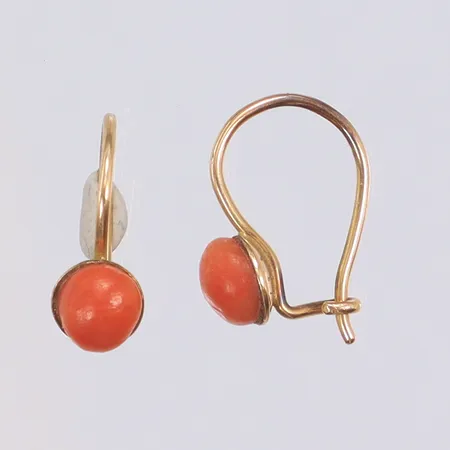 Ett par Örhängen med orangea stenar/emalj 13x4mm 14K Vikt: 0,8 g