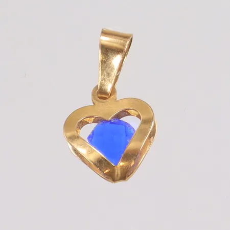 Hänge hjärta med blå sten/glas 9x15mm, GTAB, 18K Vikt: 0,6 g