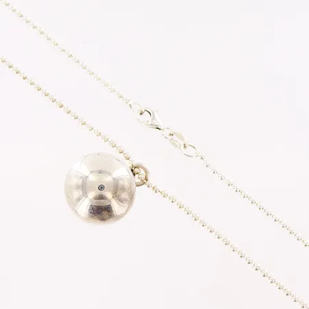 Kedja Kullänk, 80cm, bredd 2mm, hänge "änglapingla" 25mm, Ø19mm, SCO, silver 925/1000. Vikt: 17,7 g