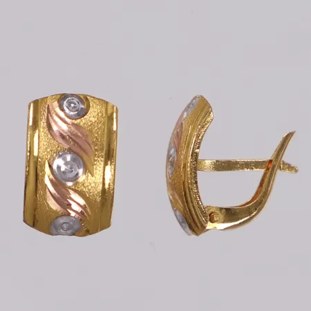 Örhängen, 12x7,5mm, tricolore, 21K Vikt: 1,1 g