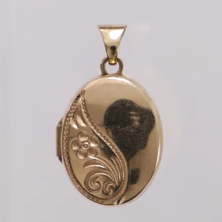 Medaljong/fotogömma, längd 24mm, bredd 14mm, 9K  Vikt: 1 g
