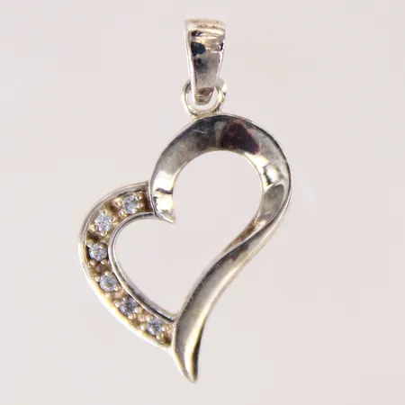 Hänge, hjärta, med vita stenar, 25x15mm, silver 925/1000 Vikt: 1,4 g