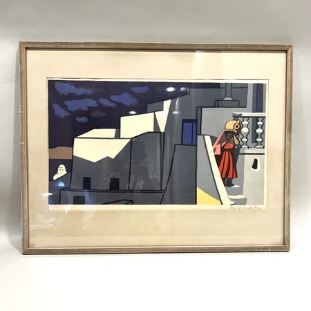 Tavla Lars Norrman, Färglitografi, signerad, numrerad 296/310, bildmått 60x34cm, skadad ram, sitter löst i ram.  Vikt: 0 g Skickas med postpaket.