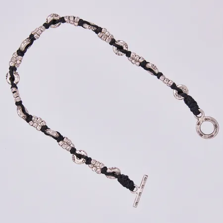 Armband silver/läder, längd: ca 18,5cm, bredd: ca 4-6mm, 925/1000 silver bruttovikt  Vikt: 7,3 g