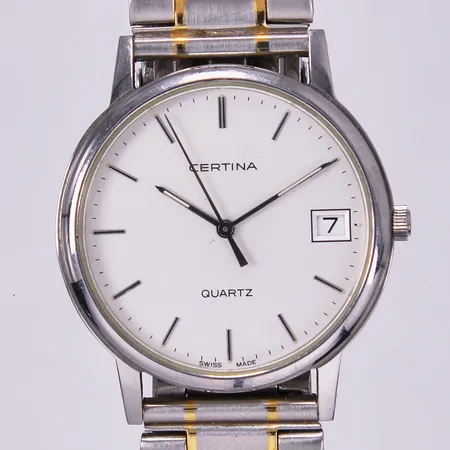 Armbandsur Certina Quartz, stål, stål/doublé länk, datum # 115 1088 41, Ø 32mm, repor på boett och länk, går ej/batteribyte krävs