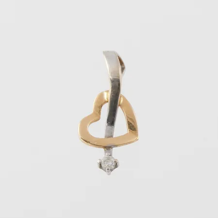 Hänge vit och rödguld med sten, Sävsjö Guldsmeds AB, höjd ca 20 mm, 18k. Vikt: 0,8 g