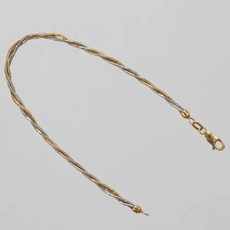 Armband tvinnad, längd ca 18,5cm, bredd 2mm, tvåfärgad, 18K Vikt: 6,2 g