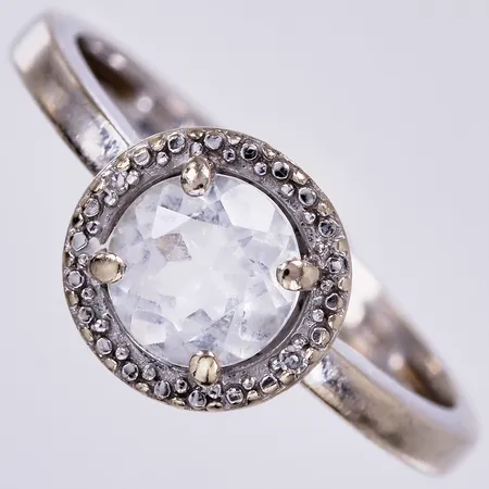 Ring med vit sten & diamanter ca 2x0,005ct, stl: 16½, GHA 18K Vikt: 2,6 g