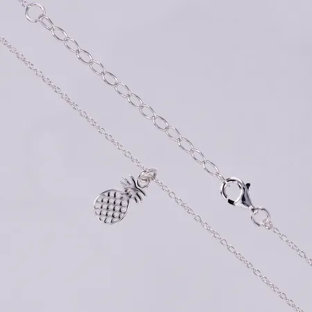 Kedja ankar, längd: ca 42cm, justerbart, bredd: ca 1mm, Hänge ananas, längd: ca 1,5cm, bredd: ca 7mm, 925/1000, silver  Vikt: 2 g