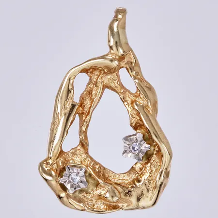 Hänge längd ca 22mm, med diamant ca 2x0,01ct, 14K Vikt: 2,3 g