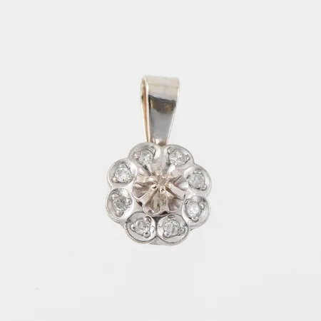 Hänge vitguld med små diamanter, höjd med ögla 13.8 mm, 18k. Vikt: 1,1 g